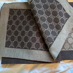 Gucci Brown and Beige Monogram Scarf🧣